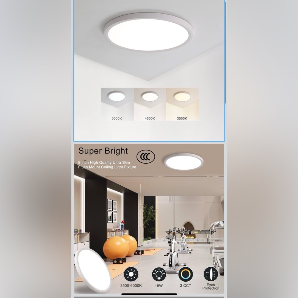 Ultra Slim White Ceiling Light Fixture